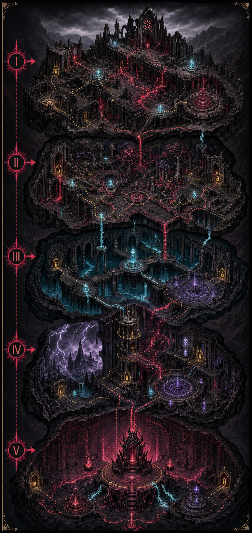 The Blood of Lenar: Obsidian Descent vertical lore map concept art